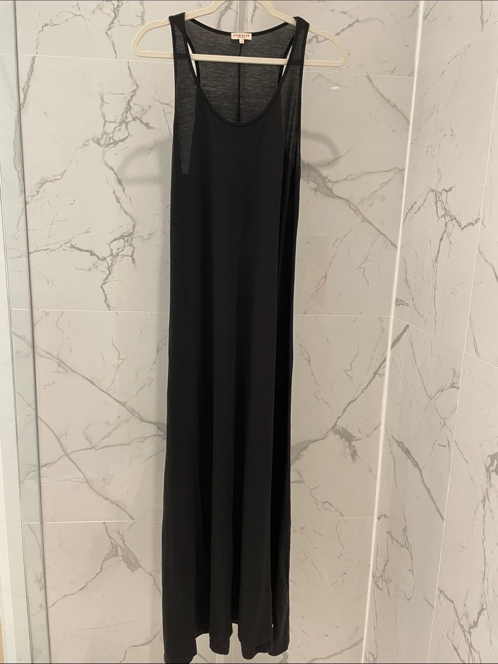 Demylee Pima Cotton Black Racerback Tank Maxi Dress Size Large